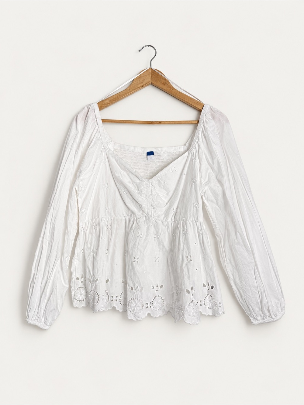 Old Navy White Eyelet Peplum Top Size L